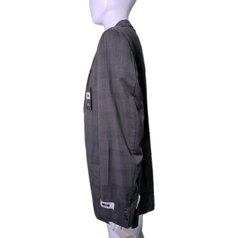 Joseph Abboud Men's 48R Gray Wool Blazer NWT Made USA Marzotto Super 120s Plaid